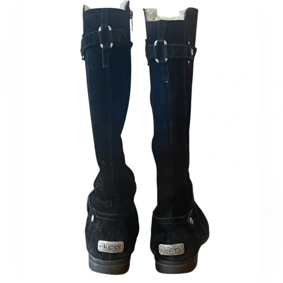 UGG Jillian knee high side zip black suede boots. Sherpalined. Size 7.5 GUC - Picture 12 of 16